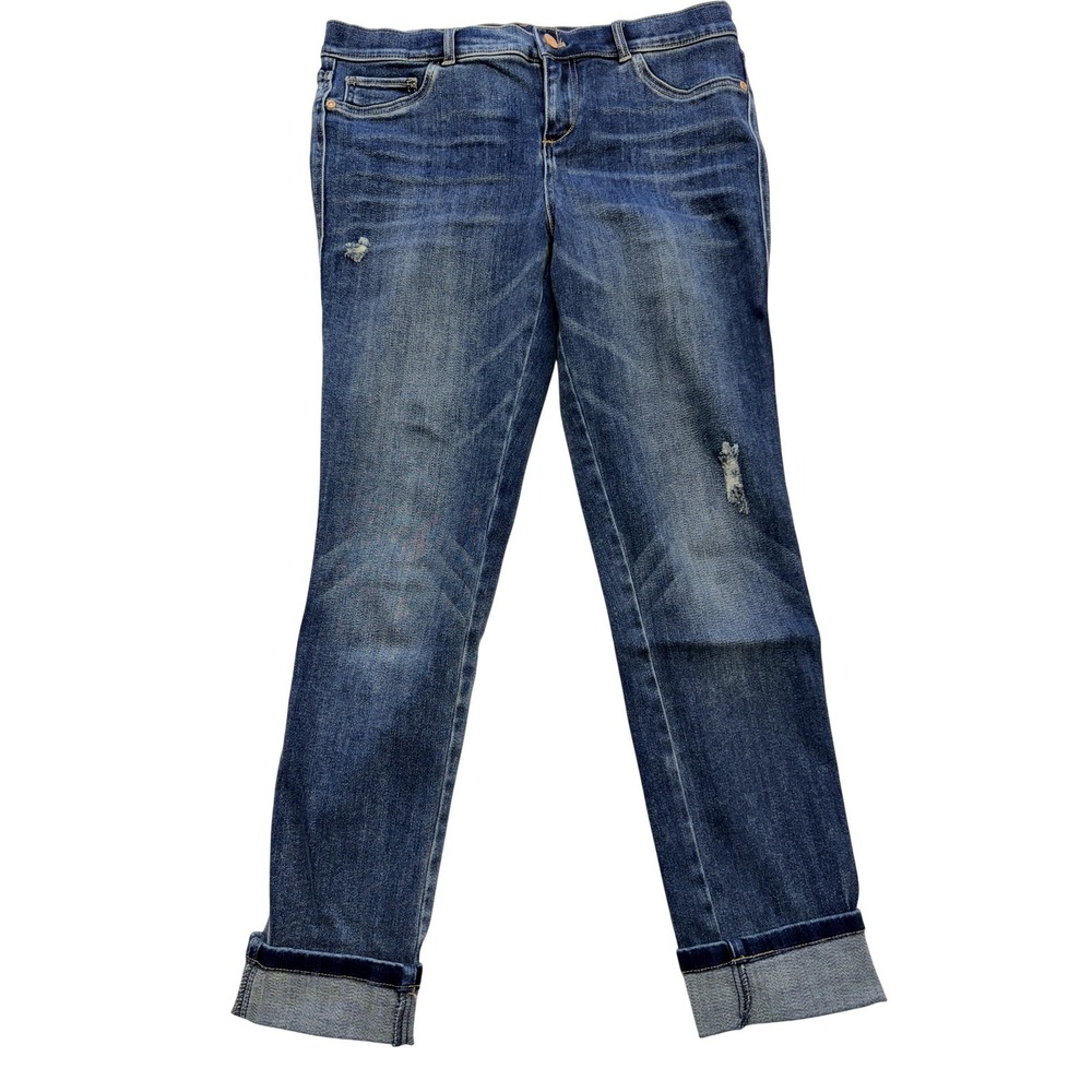 Soho New York & Company Jegging Jeans Womens 10 Blue‎ Distressed Cuffed 33x26